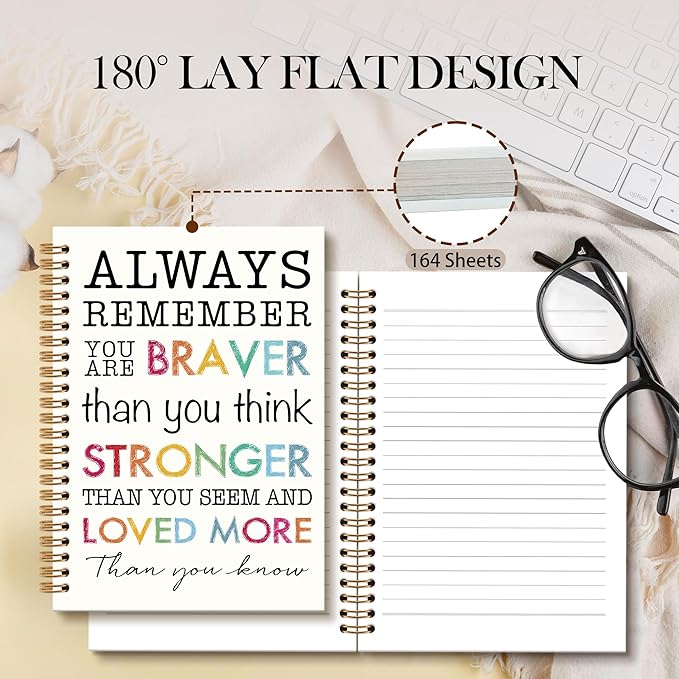 Inspirational Motivational Notebook Journal, Inspirational Gifts Spiral Notebook, You are Brave Motivational Notebooks Gifts for Women Men, Positive Gifts School Office Supplies, 6x8.2In