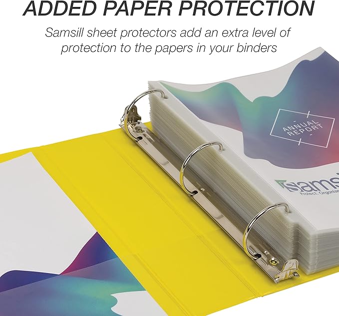 Samsill Durable 2 inch 3 Ring Binder, Made in USA, D Ring Binder, FSC 100% Recycled Chipboard, Yellow, 12 Pack