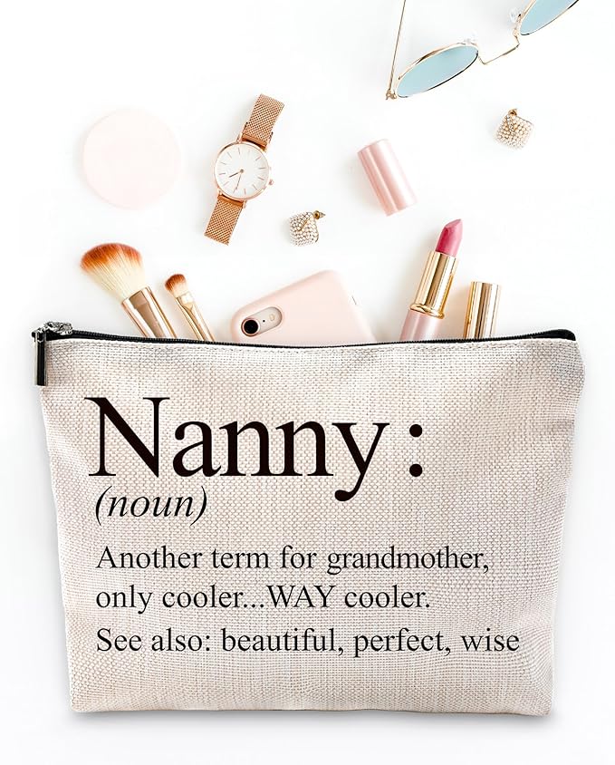 Sufamb Nanny Gifts Makeup Bag, Grandma Gifts for Mother's Day Birthday from Grandkids Cosmetic Bags, Best Grandma Gift Portable Small Toiletry Bag Zipper Makeup Pouch