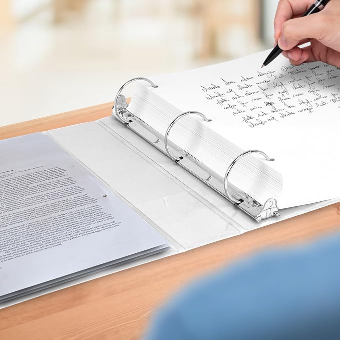 Samsill 1.5 Inch 3 Ring Binders, Made in USA, Economy Round Ring, Clear View Cover, 325 Sheet Capacity - for School, Home, Office - White, 6 Pack