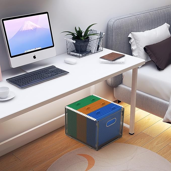 Samstar Hanging File Organizer, Mesh File Folder Organizer File Crate File Cabinet Inserts Storage Box, Letter Size