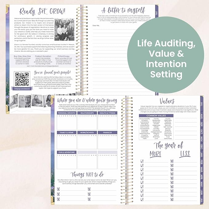 bloom daily planners HARDCOVER Planner 2025-2026 Academic Year (July 2025 - July 2026) - A5 Task Goal Organizer - Monthly & Weekly Inspirational Agenda Book - 5.5" x 8.25" - Mystical Mountains