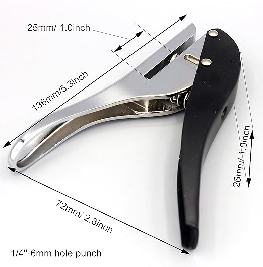 Metal Silver Hand-held 1/4 inch 6mm Round Heavy Duty Single Circle Hole Punch for ID Cards PVC Cards Badge Photos
