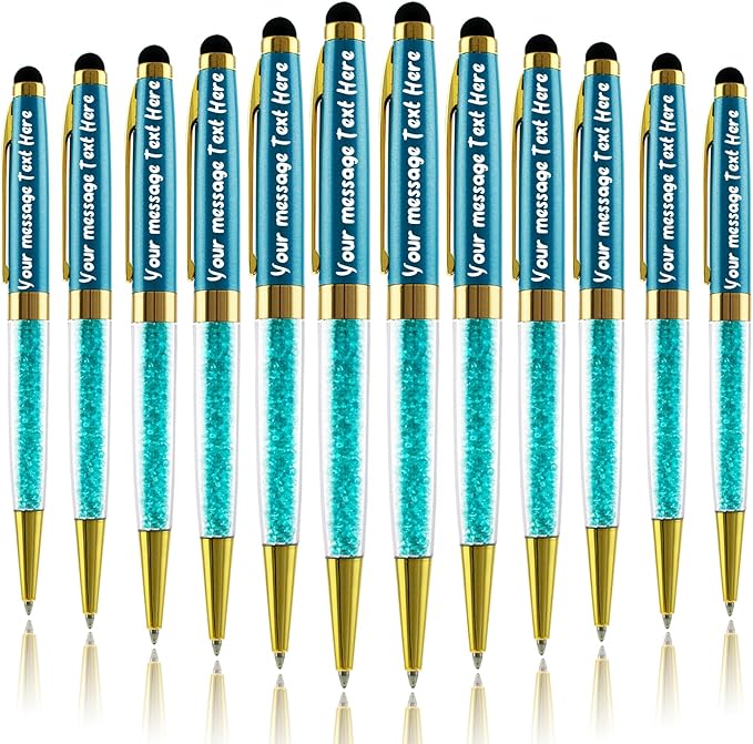 Personalized Pens Bulk Custom Customized Pen with Stylus Free Engraving Ballpoint Pens Set with Your Name Text for Business Women Men Graduation Wedding Christmas Gift 12pcs/Pack