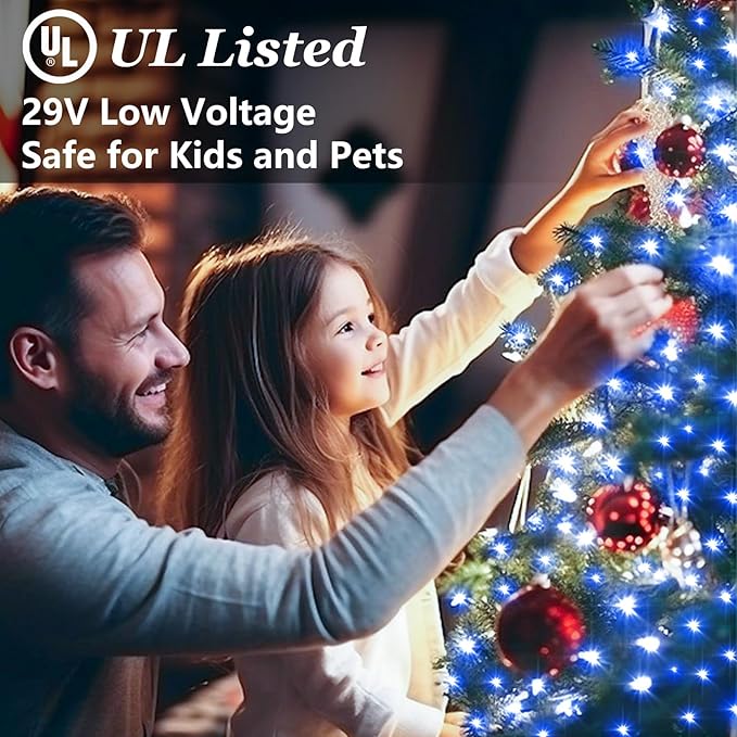 1500 LED Christmas Lights Outdoor with 12 Modes, 470FT Green Wire Christmas String Fairy Lights with Timer & Dimmable, Waterproof Twinkle Tree Lights for House Patio Party Wedding Xmas Decor, Blue