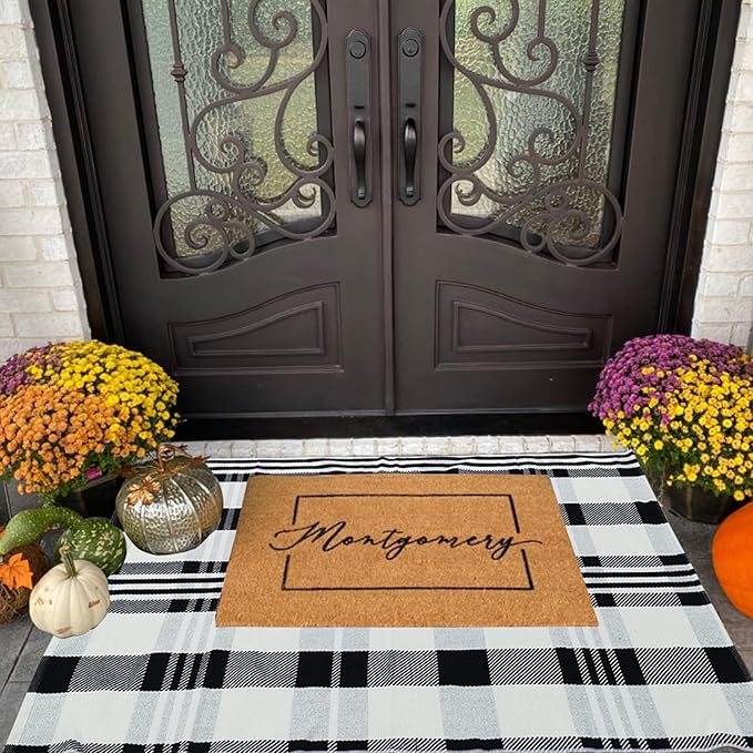 Buffalo Plaid Outdoor Rug 27.5"x43" Front Door Mat for Front Porch Decor,Spring Summer Welcome Mats Outdoor Indoor, Doormat for Farmhouse/Entryway/Home Entrance