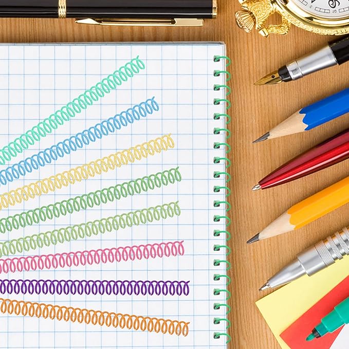 120 Pack Plastic Spiral Binding Coils Binder Binding Spirals Rings Multi Size Spiral Binding Wire Combs Spines Coils, 4:1 Pitch (Colorful, 5/16 Inch)