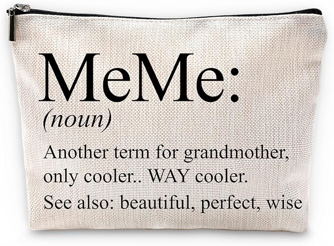 Sufamb Meme Gifts for Grandma,Grandma Makeup Bag,Meme Gifts,Meme Mother's Day Gifts,Grandma Gifts,Grandma Gifts from Grandchildren,Grandma Birthday Gifts,Meme Small Cosmetic Makeup Bag for Purse