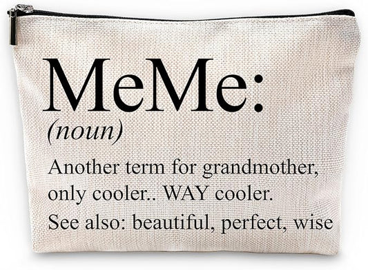 Sufamb Meme Gifts for Grandma,Grandma Makeup Bag,Meme Gifts,Meme Mother's Day Gifts,Grandma Gifts,Grandma Gifts from Grandchildren,Grandma Birthday Gifts,Meme Small Cosmetic Makeup Bag for Purse