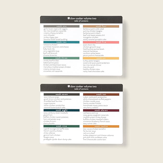 Meal Planner with 72 Photo Recipe Cards (Slow Cooker Vol 2) - Weekly Menu Planner | Recipe Box | 12 Reusable Grocery Lists | 5 Blank Cards | Card Protectors | Easy Recipe Ideas with Pictures