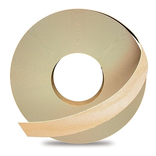 GSCIT Club Birch Edge Banding, 13/16 inch x 500ft roll of Wood Veneer Edge Banding Preglued Flexible, Wood Tape Banding for Cabinet Repair Plywood