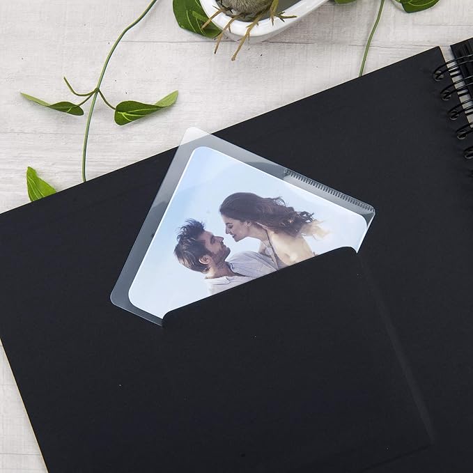 12 x 12 Inch Large DIY Scrapbook Photo Album with Window Design Cover 80 Pages Craft Paper Memory Book for Weeding Anniversary Travel and Baby (Black)