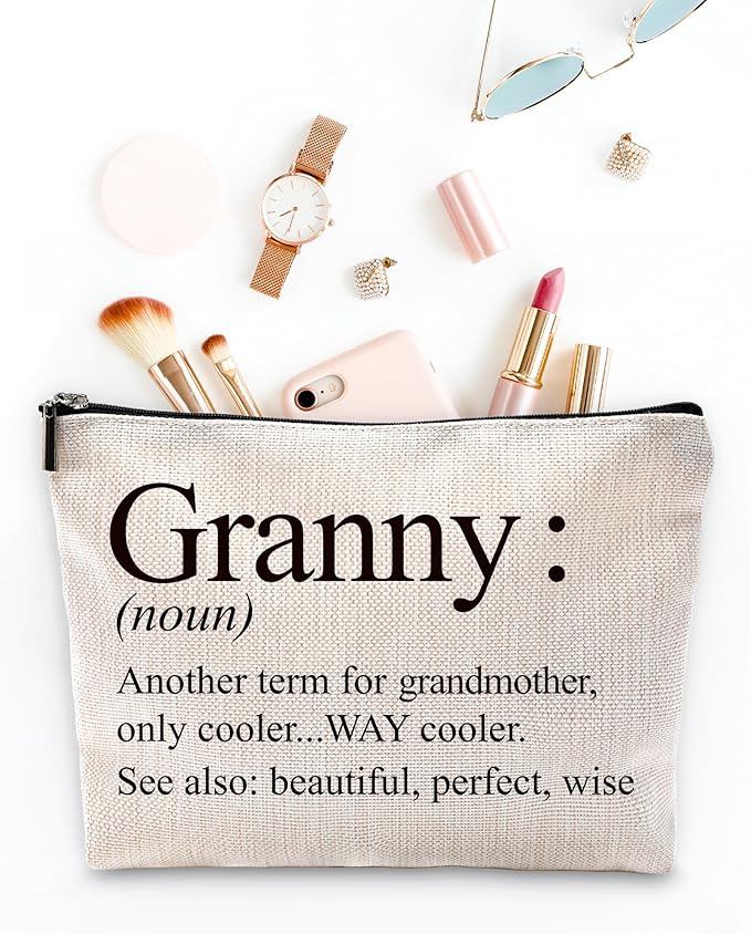 Sufamb Granny Gifts Makeup Bag, Best Granny Gifts for Mother's Day Birthday from Grandkids Cosmetic Bags, Gift for Grandma Portable Small Toiletry Bag Zipper Makeup Pouch