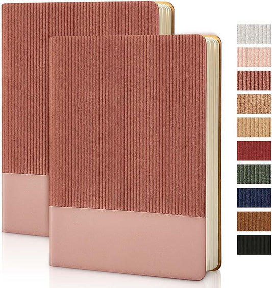 Lined Journal Notebook for Work College Ruled Note Book 5.79"x8.27"A5 PU Leather Daily Journaling 216 Pages for Women Men Writing Home School Supplies Business (Dark Pink 2pack)