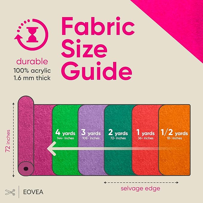 EOVEA | Acrylic Felt Fabric by The Yard - Non-Stiff, Soft Material - 72" Wide - 1.6mm Thick Felt Sheets for DIY Crafts, Sewing, Upholstery, Cushion, Padding(Neon Pink, 1 Yard)
