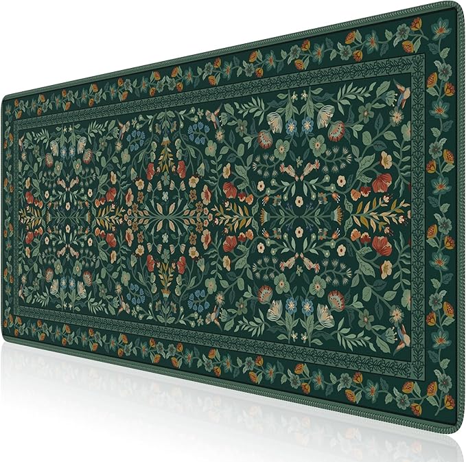 iCasso Desk Mat for Keyboard and Mouse, Large Mouse Pad, Desk Pad Mat, Anti-Slip Big Mousepad with Stitched Edges for Computer Desktop(Deep Green)