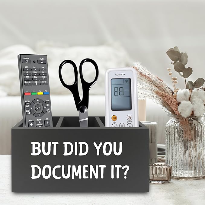 Funny But Did You Document It Black Pen Pencil Holder Organizer for Desk, HR Human Resources Gifts, Office Humor Gifts, Wooden Box Sign for Office Workplace Desk Tabletop Decorations