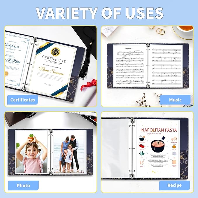 SUNEE Sheet Protectors 200 Packs for 3 Ring Binder, PVC-Free Clear Page Protectors 8.5x11 Inches Plastic Sleeves for Paper, Documents, Photos, Top Loading Binder Sleeves Letter Size