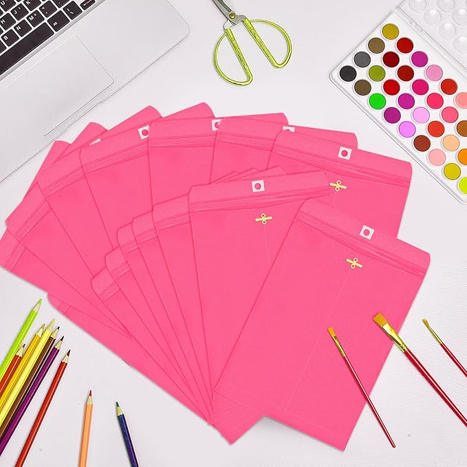Geyee 100 Pcs Clasp Manilla Envelopes 6 x 9 Inch Gummed Colored Envelopes for Storing or Mailing for Home Office Business Supplies(Rose Pink)