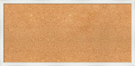 Amanti Art Natural Cork Board for Wall, 15x31 Vision Board with White Frame, Medium Corkboard Office Decor for Home Organization, Country Rustic Corkboard Pinboard to Display Items for Home