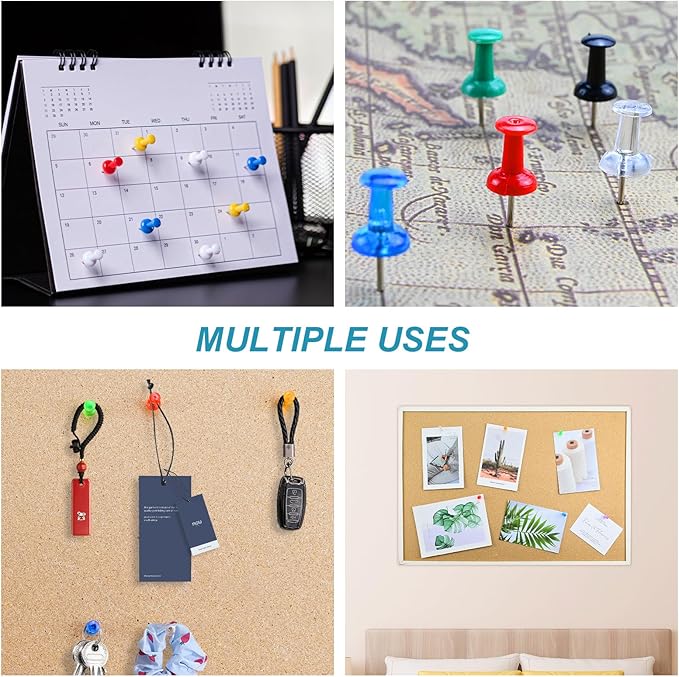 600 Pack Thumb Tacks, Colored Map Push Pins Multicolored Push Pins Assorted 12 Colors, Decorative with Steel Point for Bulletin Board, Fabric Marking, Crafts and Organization at Home Office Schoo