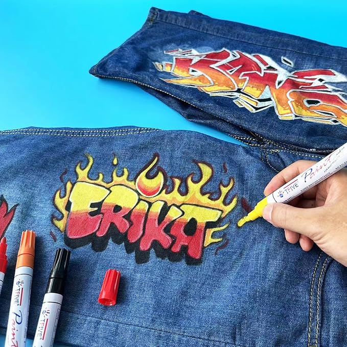 TFIVE Yellow Paint Pens Markers - 12 Pack Oil Based Permanent Marker, Medium Tip, Never Fade, Quick Dry, Waterproof Paint Pen for Rocks Painting, Wood, Fabric, Plastic, Canvas, Glass, Metal