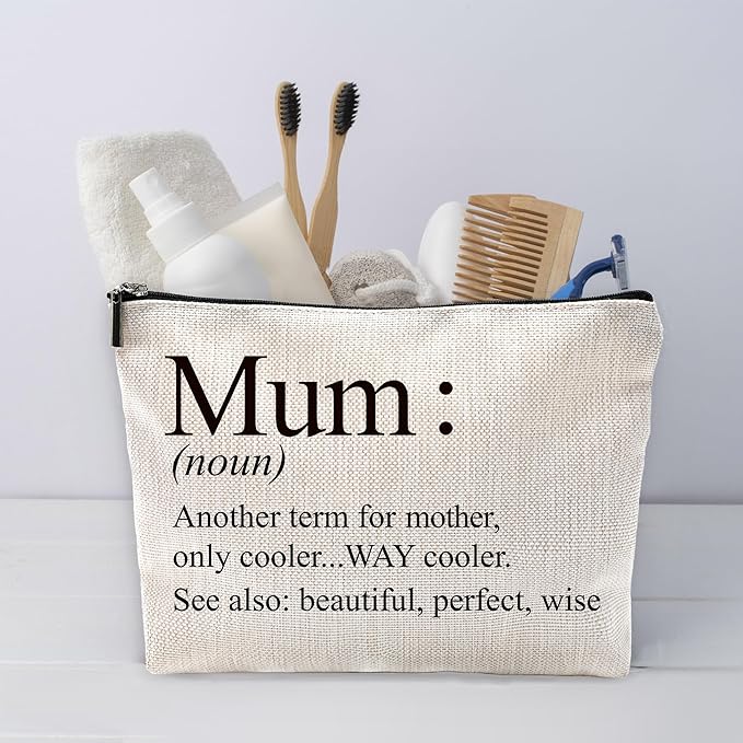 Sufamb Mum Gifts Makeup Bag, Best Mom Gifts for Mother's Day Birthday from Son and Daughter Cosmetic Bags, Gift for Mother Portable Small Toiletry Bag Zipper Makeup Pouch