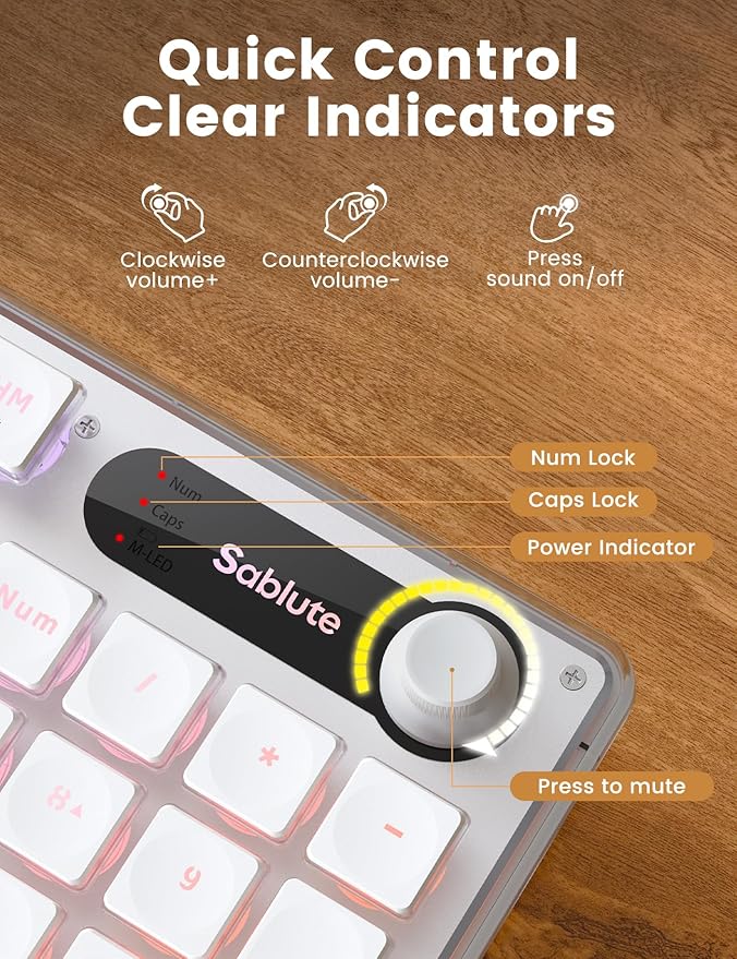 Wireless Keyboard and Mouse Combo - 9 Backlit Effects, Wrist Rest, Double-Shot Keycaps, Metal Panel, Long-Lasting Rechargeable, 2.4G Keyboard Mouse Set for Windows Mac PC Laptop – Sablute (White)