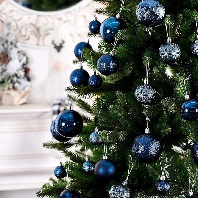 Senjie Night Blue Shatterproof Christmas Ornaments, 32pcs Set, Traditional Style, Plastic Material, Christmas & Wedding Occasion