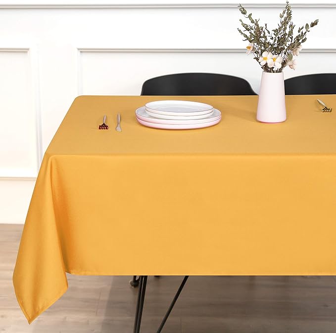 sancua Rectangle Tablecloth - 54 x 108 Inch - Stain and Wrinkle Resistant Washable Polyester Table Cloth, Decorative Fabric Table Cover for Dining Tables, Buffet Parties and Camping, Gold
