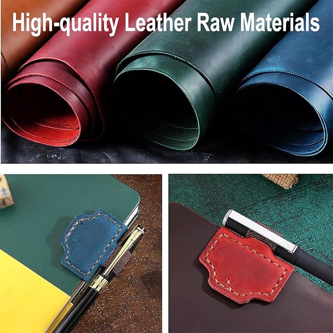 Bookmark with Pen Holder, 2026 New Bygonemark Personalized Magnetic Leather Bookmark, Strong Magnetic for Any Book, Handmade Page Mark Colorful for Booklovers (Blue, A)