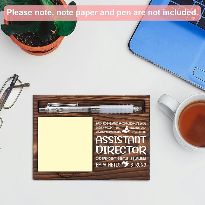 Assistant Director Appreciation Gifts, Thank You Gift for Assistant Director, Operations Office Coworkers Staff Appreciation Gifts, Sticky Note Holder Wooden Notepad & Pen Holder 6.5" x 4.7" - FTA295