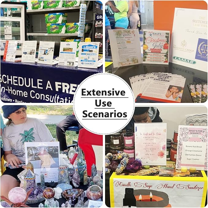 MaxGear Acrylic Sign Holder 8.5 x 11 Inches, Clear Sign Holders Plastic Display Stand Slant Back Countertop Display Picture Frames for Menus, Flyer, Use In Office, Store, 12 Pack