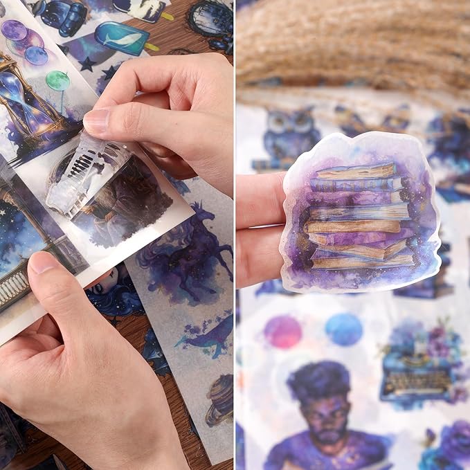 Fantasy Magic Scrapbook Stickers 20 Sheets 240 Pre-Cut Washi Stickers for Journaling PET Transparent Book Sticker Decorative or DIY Paper Crafts, Arts and Crafting Projects