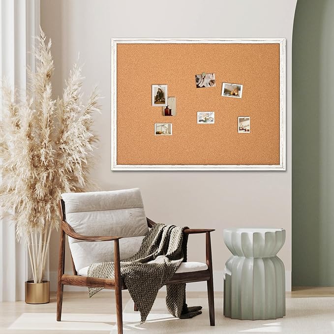 Large Cork Board, 48" x 36", Big Bulletin Board White Framed Corkboard for Wall, Decorative Pin Board Vision Board Memo Board for Office Home School