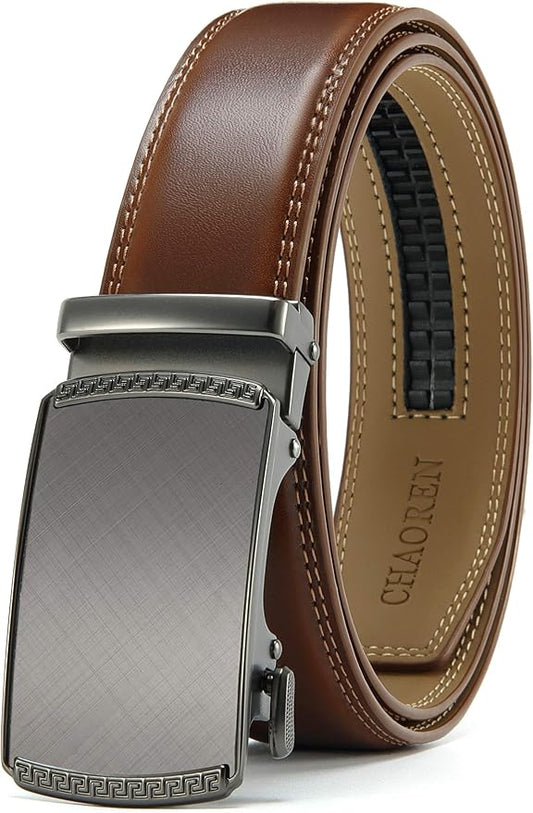 CHAOREN Mens Belt Leather Ratchet Belt - Customizable Fit, Effortless Style (35mm)