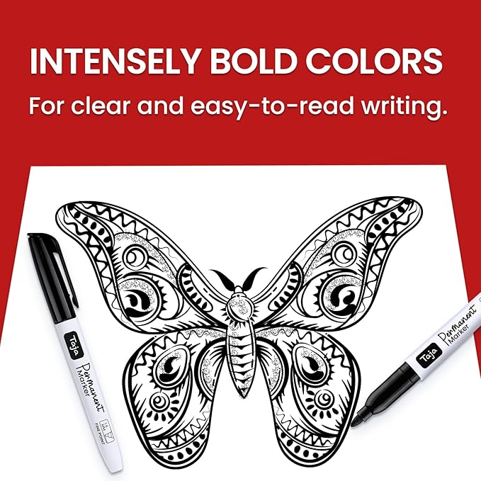 Permanent Markers Fine Tip, 30 Pack Black Quick-Drying and Fade-Resistant Permanent Markers Bulk Set for Writing and Drawing on Wood, Plastic, Metal, Glass, Stone, Ideal for Office School Supplies