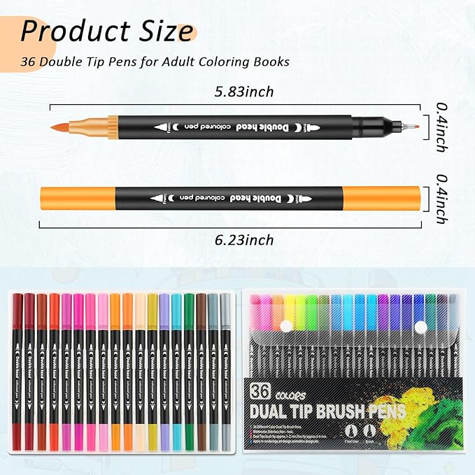 3Pcs Adult Coloring Book for Women Relaxation, 36 Colors Markers with Spiral Bound Adult Coloring Book for Women, 36 Dual Tip Colors Markers, Anxiety Relief Mindfulness Gifts(Ocean & Bird & Butterfly)