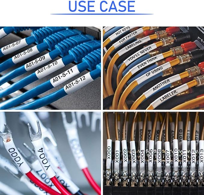 USUPERINK 5PK Compatible for Brother Ptouch HSe-241 HSe241 HS-241 HS241 Black on White 17.7mm 0.69'' Heat Shrink Tubing for Wire Cable for PT-D400 PT-E500 PT-P700 PT-P710BT PT-P750W Label Maker Tape