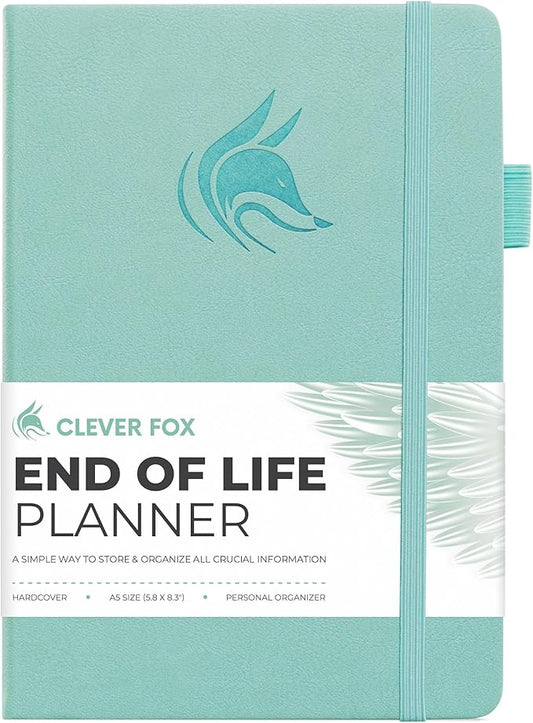 Clever Fox End of Life Planner – Final Arrangements Organizer for Beneficiary, Will Preparation, Last Wishes & Funeral Planning, A5 (Mint Cream)