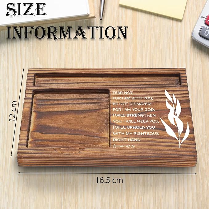 Christian Desk Organizer, Bible Verse Sticky Note Holder, Isaiah 41:10 Fear Not for I Am with You, Religious Gifts for Christians, Pastors, Church Leaders, Believers TZP102