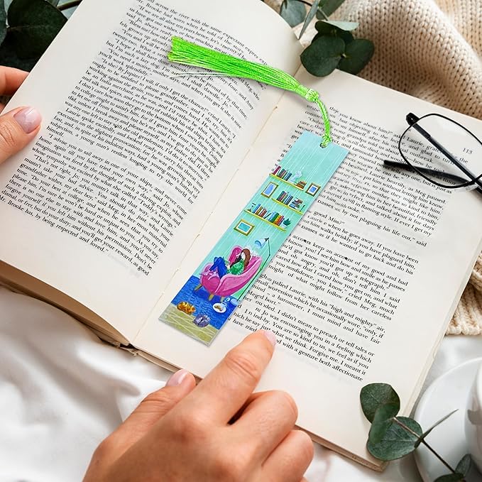 Metal Bookmark Bookshelf Bookmarks for Women Men Book Lovers Book Mark Set of 2 with Tassel Reading Book Accessories Book Marks for Reading Women Men Book Lovers Gifts