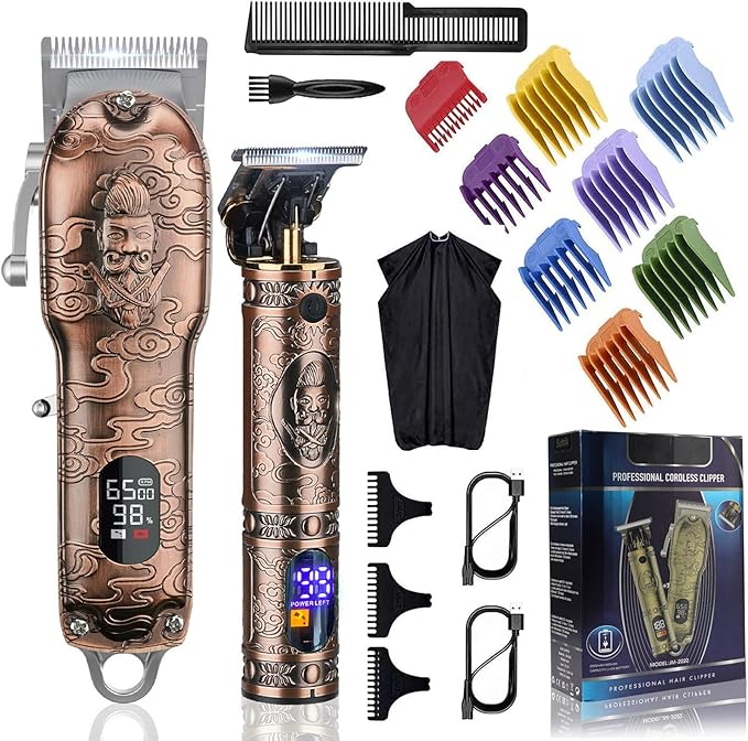 RESUXI Hair Clippers for Men with Barber Trimmer Set,Professional Haircut Clippers for Hair Cutting Grooming Kit,Cordless Beard Trimmer Hair Cutter Barber Accessories USB Rechargeable