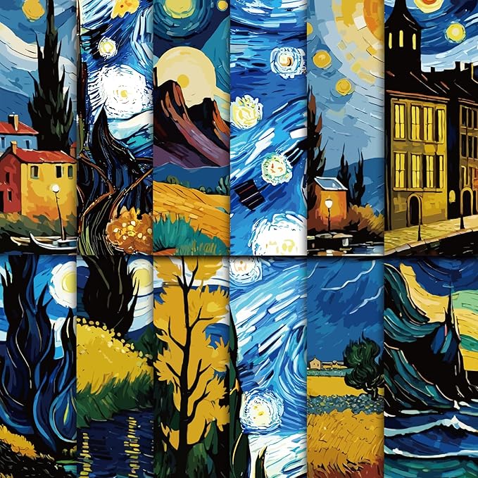 48 Sheets Celestial Scrapbook Paper 11x11, Starry Night Pattern Decorative Scrapbook Paper for Journals DIY Cards and Photo Albums, Aesthetic Craft Supplies for Kids and Adults