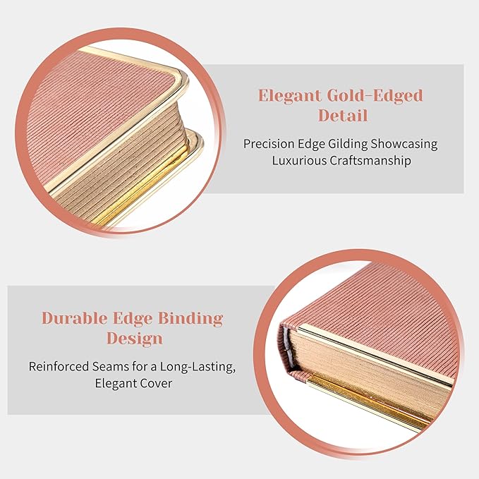 CAGIE Elegant Gold-Edged Journal for Women – Aesthetic Vegan Leather A5 Notebook, 256 Pages 100GSM Thick Paper Hardcover Diary, Gift Journals for Writing