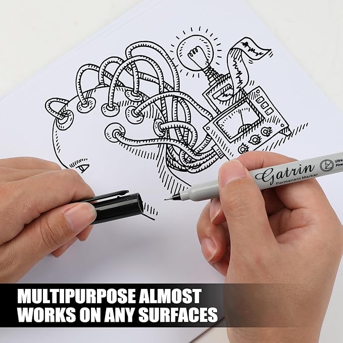 Ultra Fine Point Black Permanent Markers, 36 Pack Ultra Fine Point Black Permanent Marker set, Works on paper, Plastic, Stone, Glass, Metal