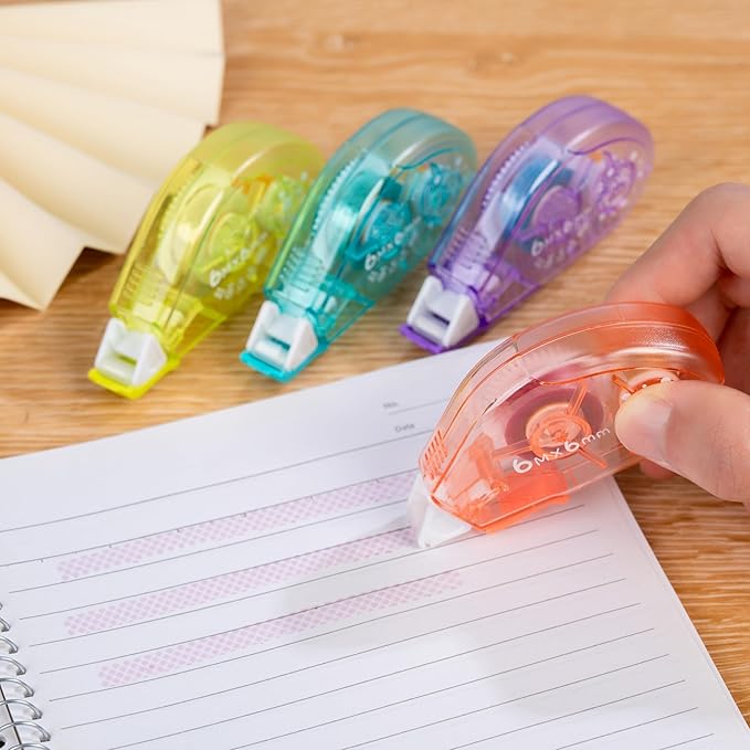 Double Sided Tape Roller, 4 Pack 19.69Ft (6M) Glue Tape for Crafts, Scrapbooking, Journaling, Office & School, Scrapbook Supplies (4)