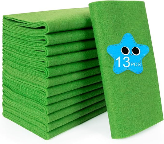 XSEINO 13 Rolls Green Felt Fabric,8"x35"(20.5x90cm) 1.4mm Thick Soft Felt Fabric Sheet for Crafts,Green Series Colors Soft Nonwoven Fabric,Fit for Decoration, Sewing, DIY Crafts