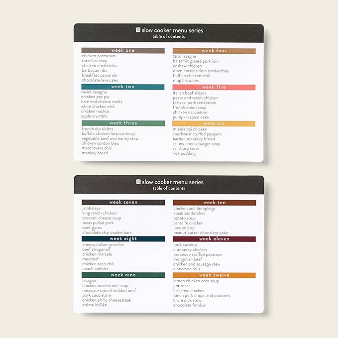 Meal Planner with 72 Photo Recipe Cards (Slow Cooker) - Weekly Menu Planner | Recipe Box | 12 Reusable Grocery Lists | 5 Blank Cards | Card Protectors | Easy Recipe Ideas with Pictures