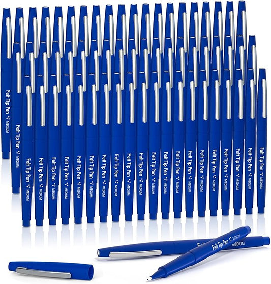 Lelix Felt Tip Pens - 60 Blue Pens, 0.7mm Medium Point, Perfect for Journaling, Writing, Note Taking, Planner, Art, Office & School Supplies